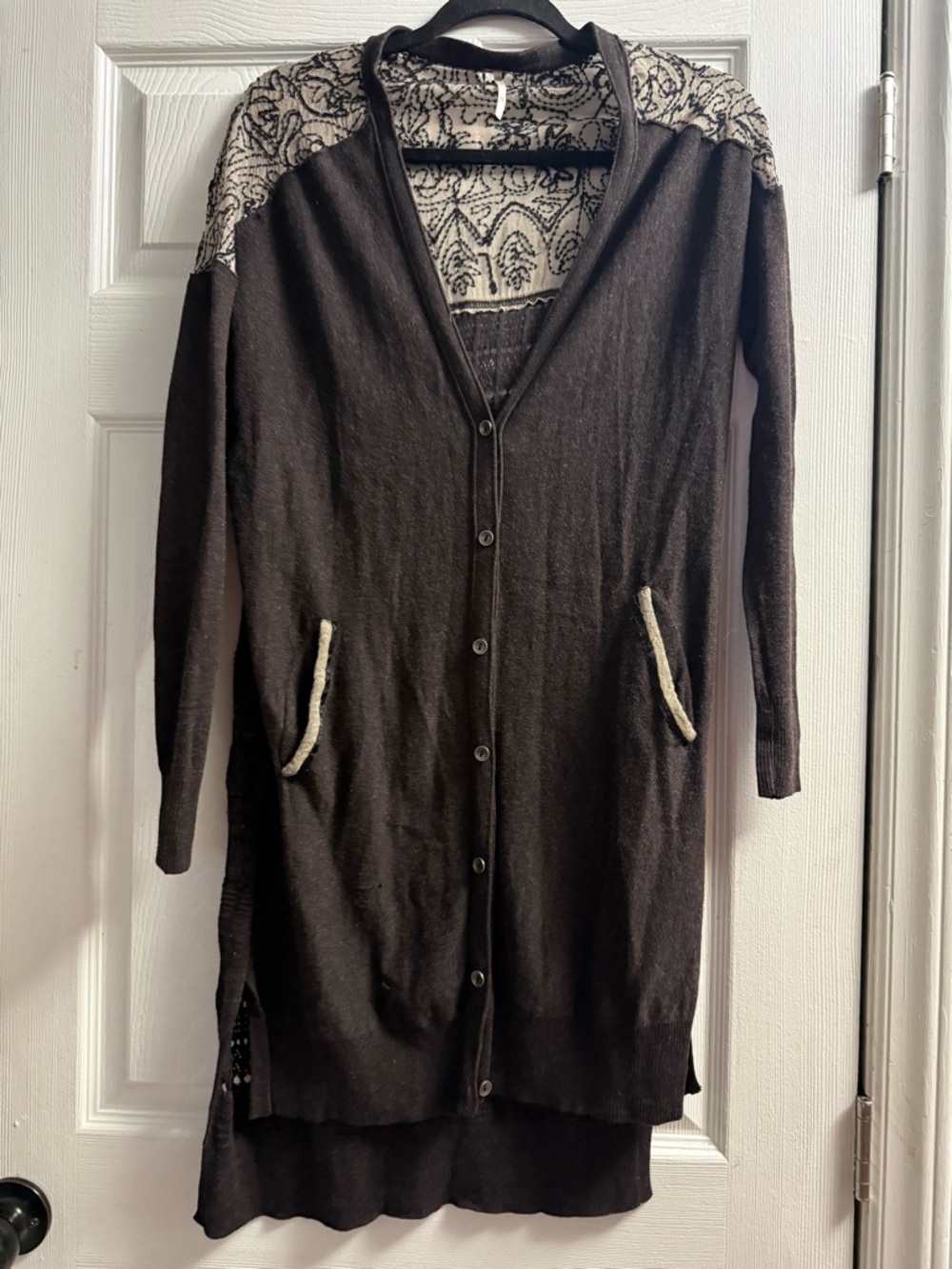 Free People Embroidered Long Duster Cardigan Size XS